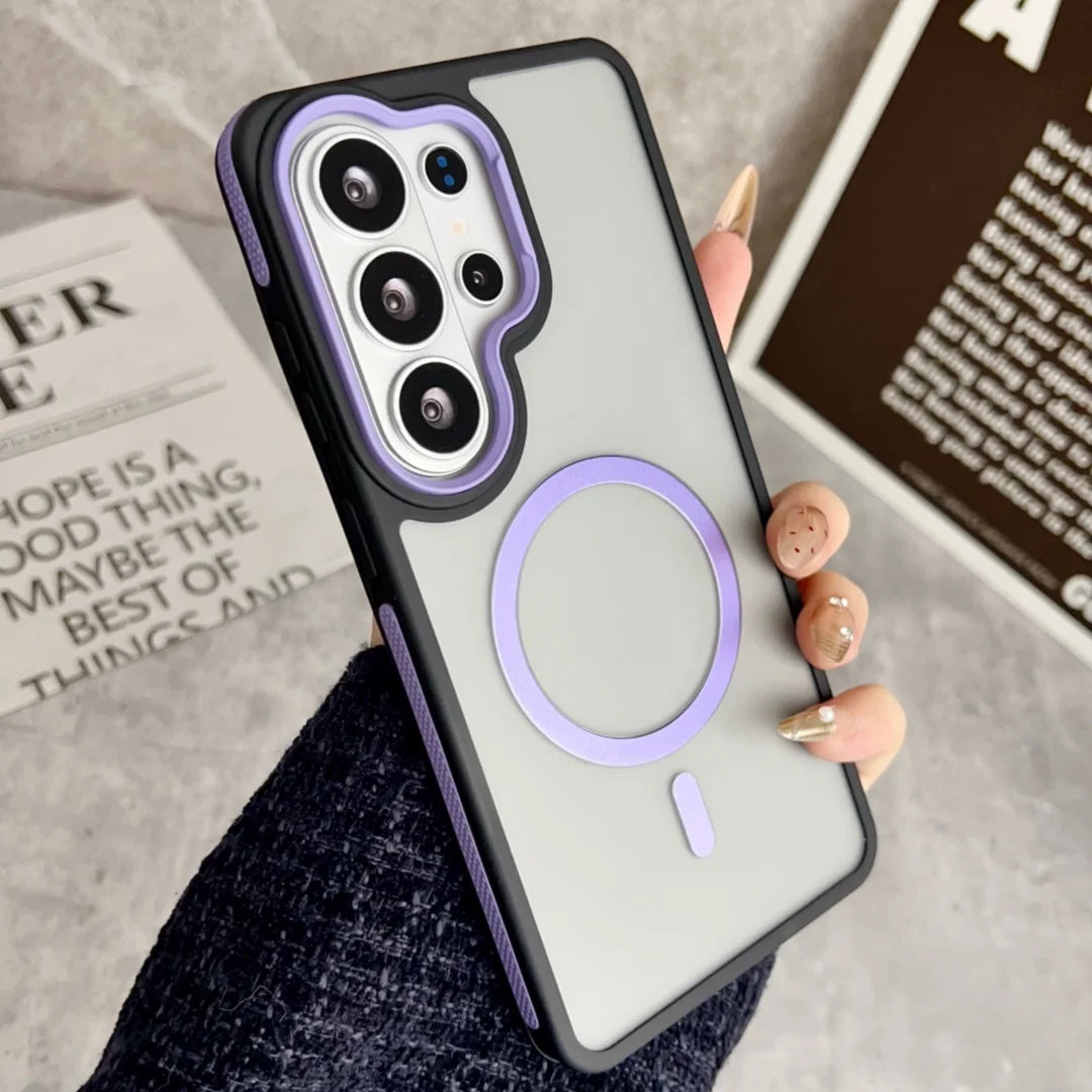 【Galaxy対応】スモーククリア ビビッドフレーム マグネット内蔵ケース 全6色 韓国風・ポップ・スタイリッシュ #261106