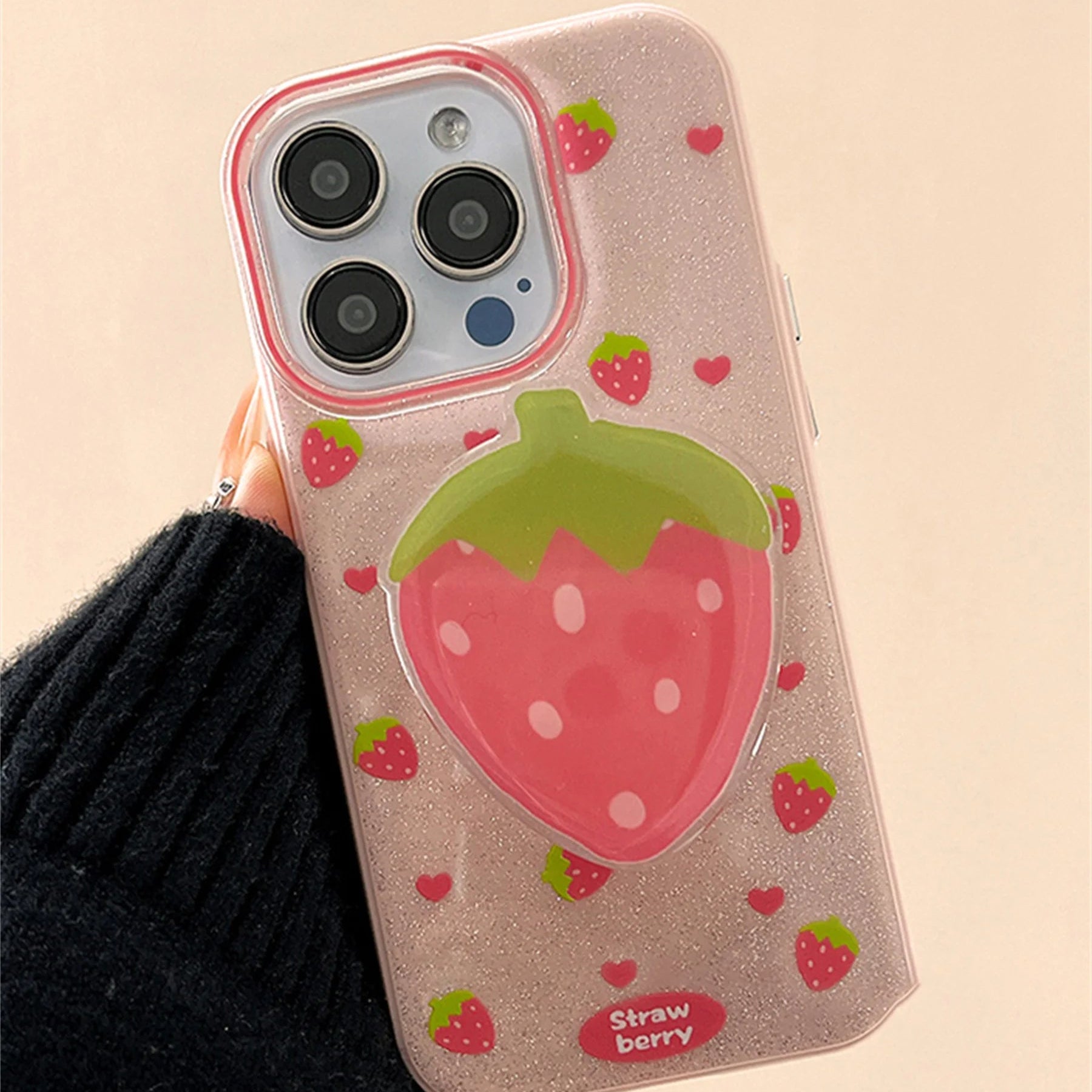 フルーツシリーズ】キラキラいちご グリッタースマホケース｜iPhone