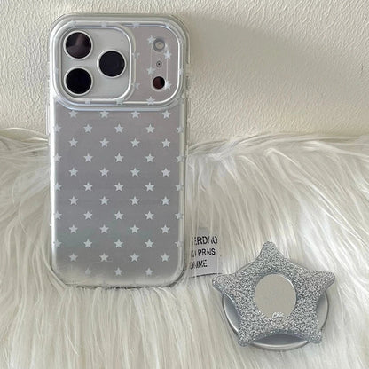 グリッタースター グリップ付き シルバー iPhoneケース #260608