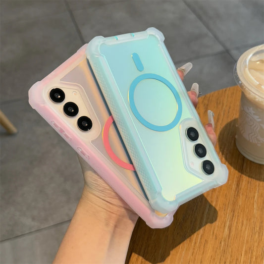 【Galaxy対応】透け感が可愛いパステルカラー マグネット対応 ケース ｜クリア・アクティブ風  #261030