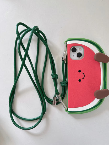 【ゆるかわスイカちゃん】3D立体 ショルダーケース｜iPhone対応 #250718