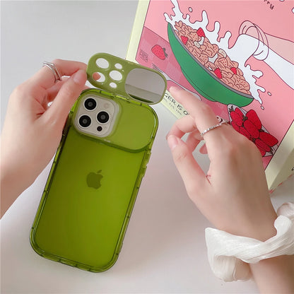 【クリアカラフルシリーズ】半透明シリコン レンズカバー付き ポップカラー スマホケース｜iPhone対応 #251020