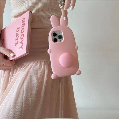 【うさぎテールデザイン】立体シリコンケース｜iPhone対応 #250715