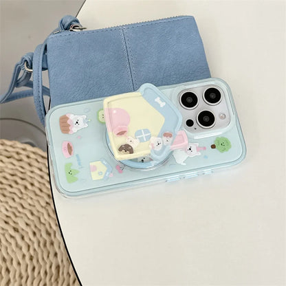 ドッグハウス 立体 グリップ 犬柄デザイン iPhoneケース #240318