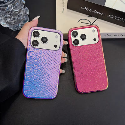 オーロラクロコダイル柄 レザー風 iPhoneケース｜ゴージャス・輝き・トレンド風  #261037