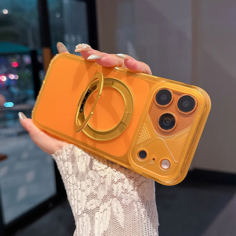 【ビビッドカラー】半透明 リングスタンド Magnet内蔵 iPhoneケース｜マット・ネオンカラー PCA #261282　