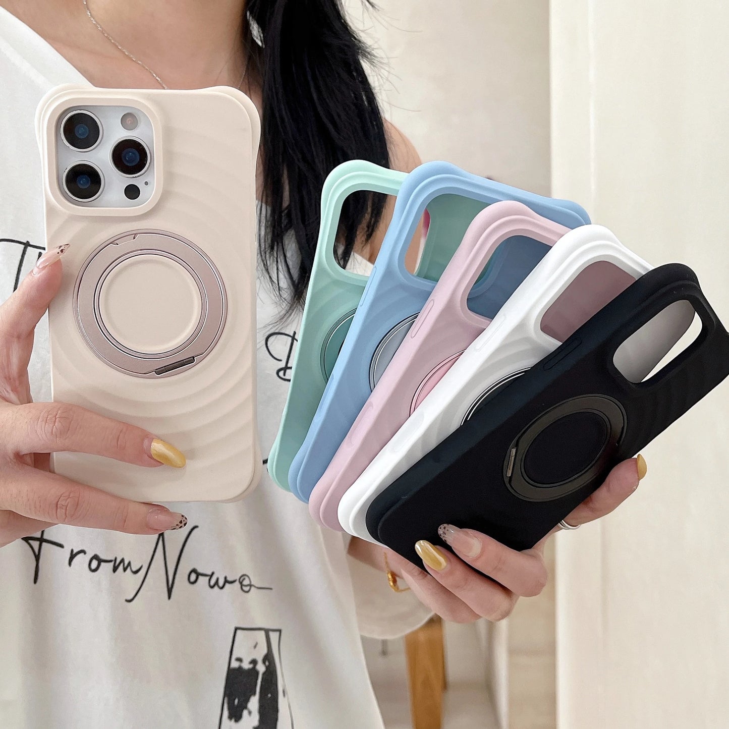 【マグネットスタンド付き】シンプルカラー シリコン スマホケース｜iPhone対応 #251221
