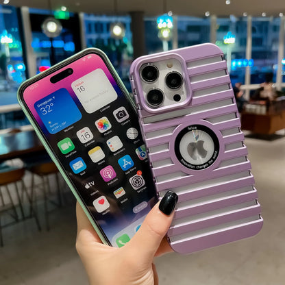 【アルミ調デザイン】メタル スーツケースデザイン 耐衝撃 スマホケース｜iPhone対応 #250414