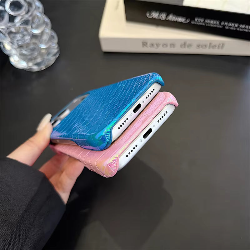オーロラクロコダイル柄 レザー風 iPhoneケース｜ゴージャス・輝き・トレンド風  #261037