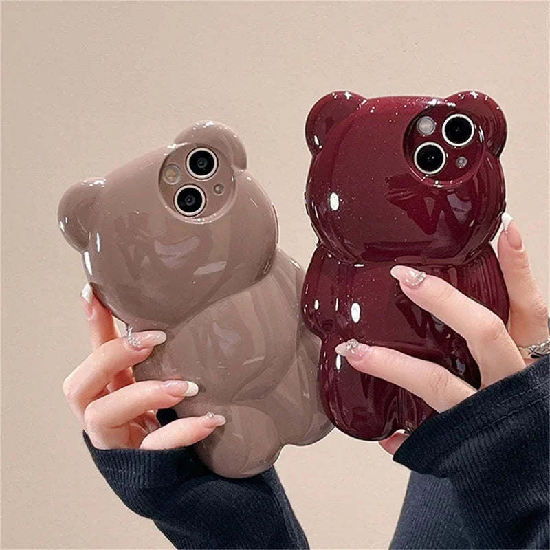 ぷっくりベア iPhoneケース｜3Dくまデザイン #230707