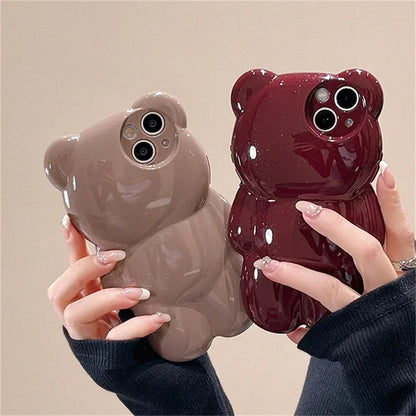 ぷっくりベア iPhoneケース｜3Dくまデザイン #230707