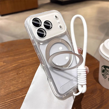 【折りたたみリングスタンド付き】クリア × カラーバンパー ストラップ付き スマホケース｜iPhone対応 #241218