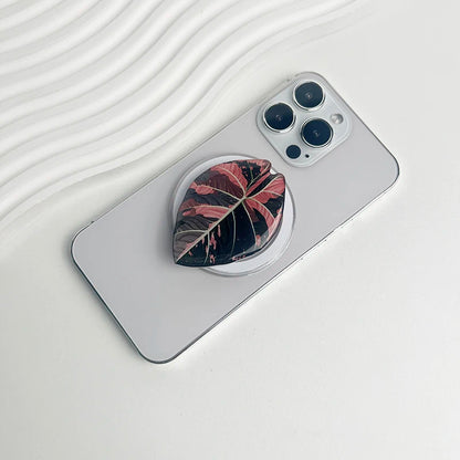 スマホグリップ｜ボタニカル リーフデザイン スマホスタンド 落下防止 #260426