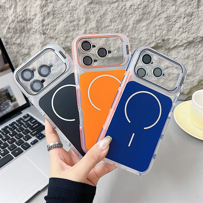 カメラカバー スタンド付き Magnet内蔵 クリアカラー iPhoneケース #240327