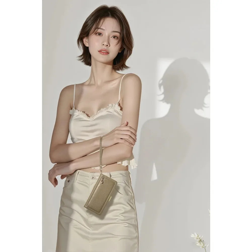 【ブックスタイル】レザー調 財布一体型 手帳型 iPhoneケース｜ファスナー収納・ミラー付き #240201