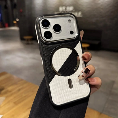 バイカラーレザー調 アーマー Magnet内蔵 iPhoneケース｜カメラ保護・スポーティクール #260014