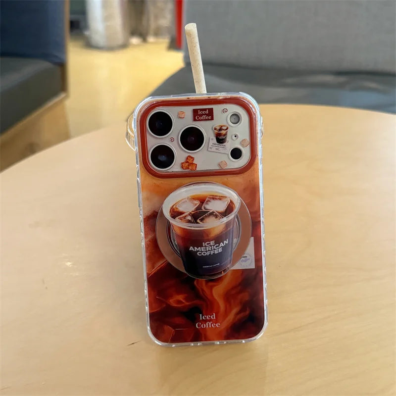 コーヒーデザイン 立体ドリンクモチーフ iPhoneケース｜カフェ風・ユニーク #260077