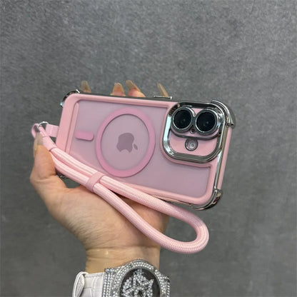 【Magnet内蔵】メタリックフレーム クリアカラー × ストラップ付き スマホケース｜iPhone対応 #250228