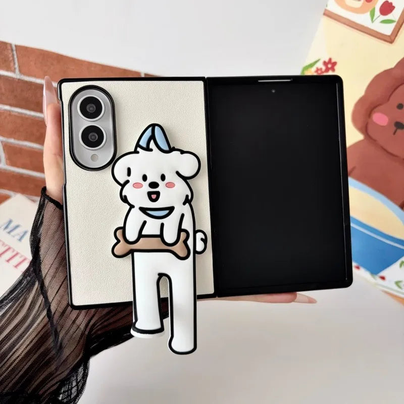 【Galaxy ８ Fold Ultra用】立体アニマル ベア スタンド付き スマホケース（耐衝撃 / 折りたたみ対応）＃261079