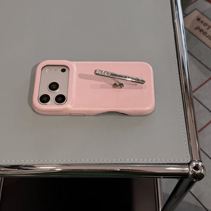 ビジューライン スリムグリップ iPhoneケース｜レザー調・高級感デザイン #231225