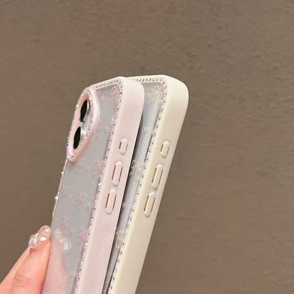 【プチリボン柄】ラインストーンフレーム キャンディーカラー クリアケース｜iPhone対応 #250527