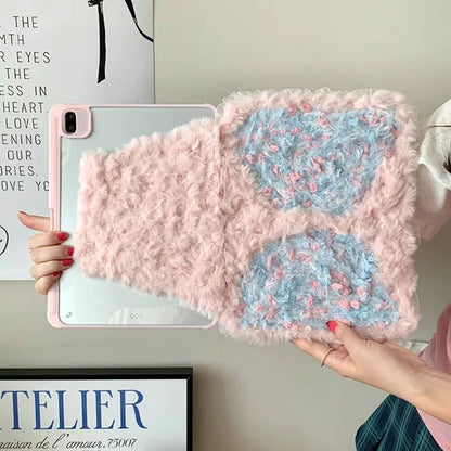 【iPad】ふわもこリボン スター×フリル デザイン タブレット ケース｜iPad対応 #250917t