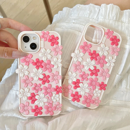 【フラワーシリーズ】桜フラワー 立体3Dデザイン スマホケース｜iPhone対応 #251024