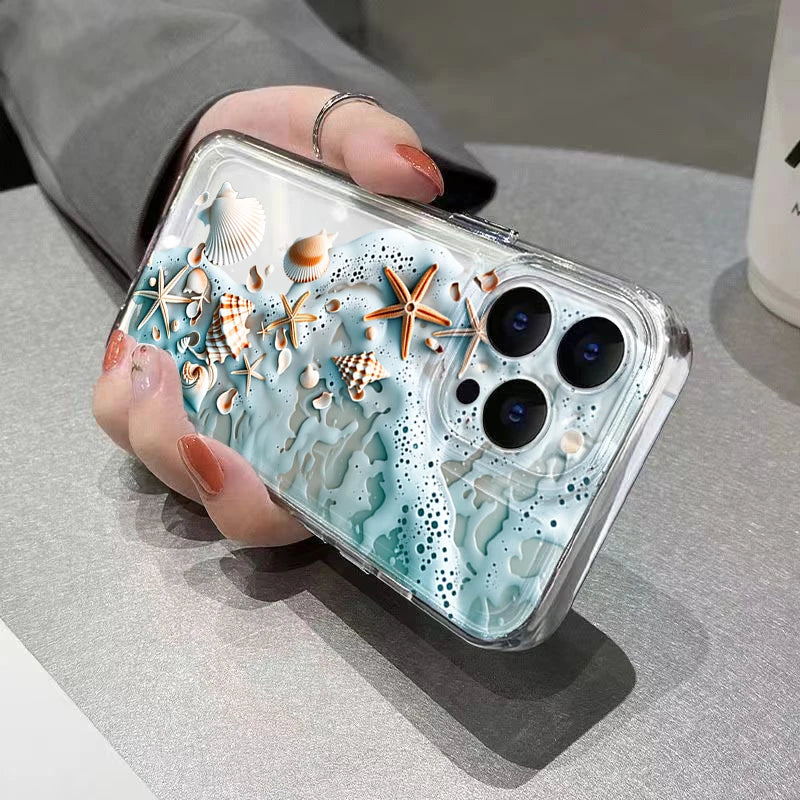 貝殻・ヒトデ 海デザイン クリア iPhoneケース｜マリン・夏 #260093