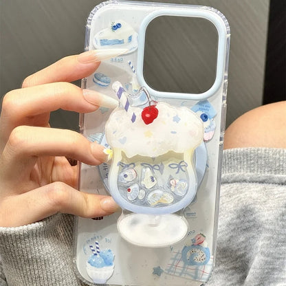 【スマホグリップ】クリームソーダ シャカシャカ スマホグリップ マグネット対応｜ゆめかわ・ブルー #261269　