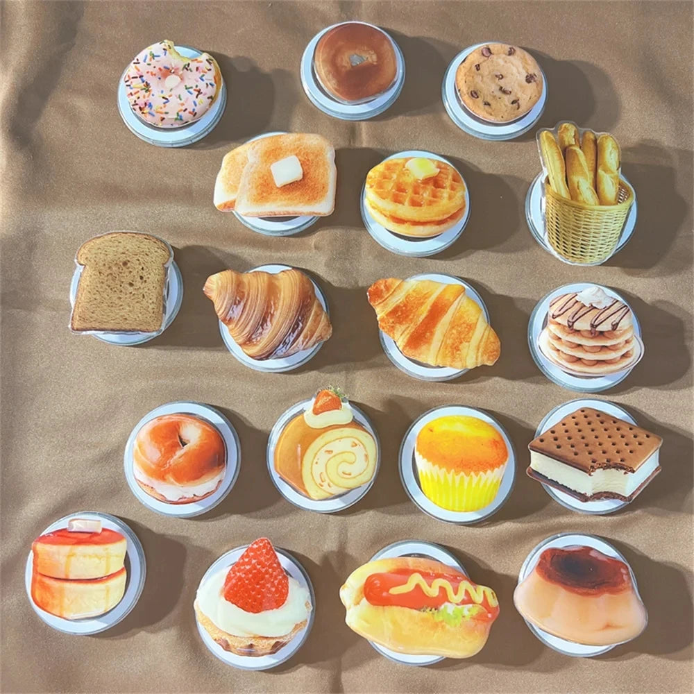 【スマホグリップ】ベーカリーパン クロワッサン ホットケーキ デザイン | Magnet対応 #241108