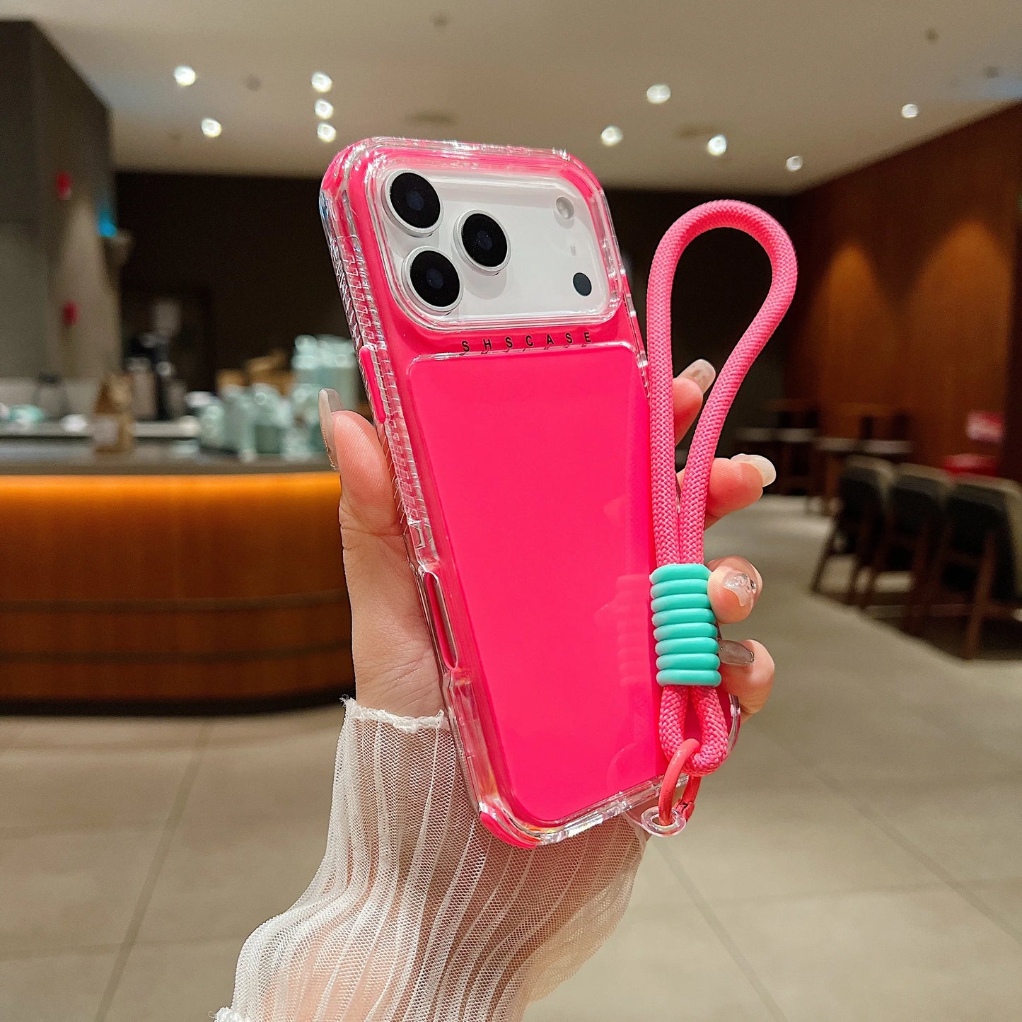 【ネオンシリーズ】カラフルクリアデザイン ストラップ付き スマホケース｜iPhone対応 #251120