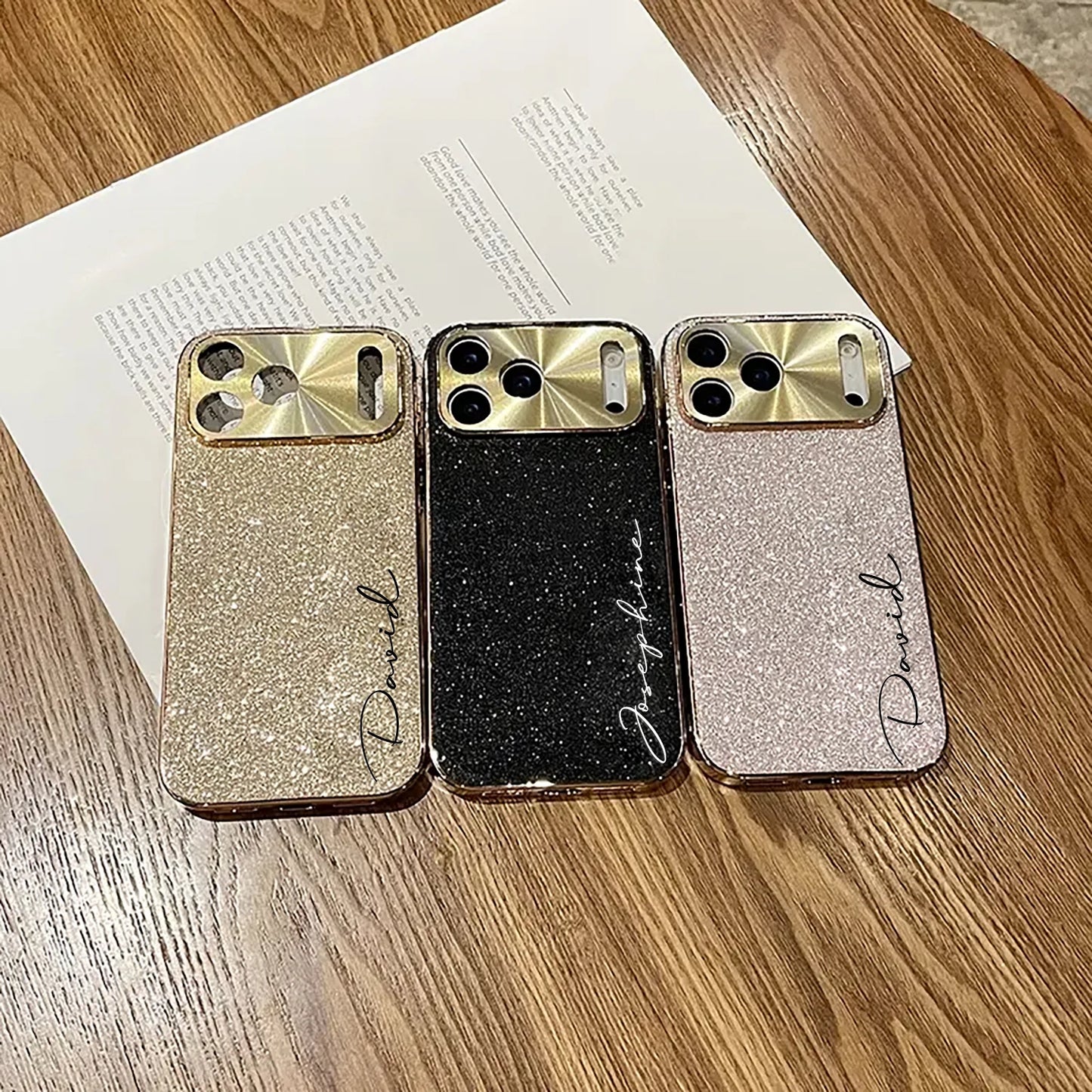 【カスタムシリーズ】ラメグリッター 名入れ スマホケース 縦書き｜iPhone対応 #240716