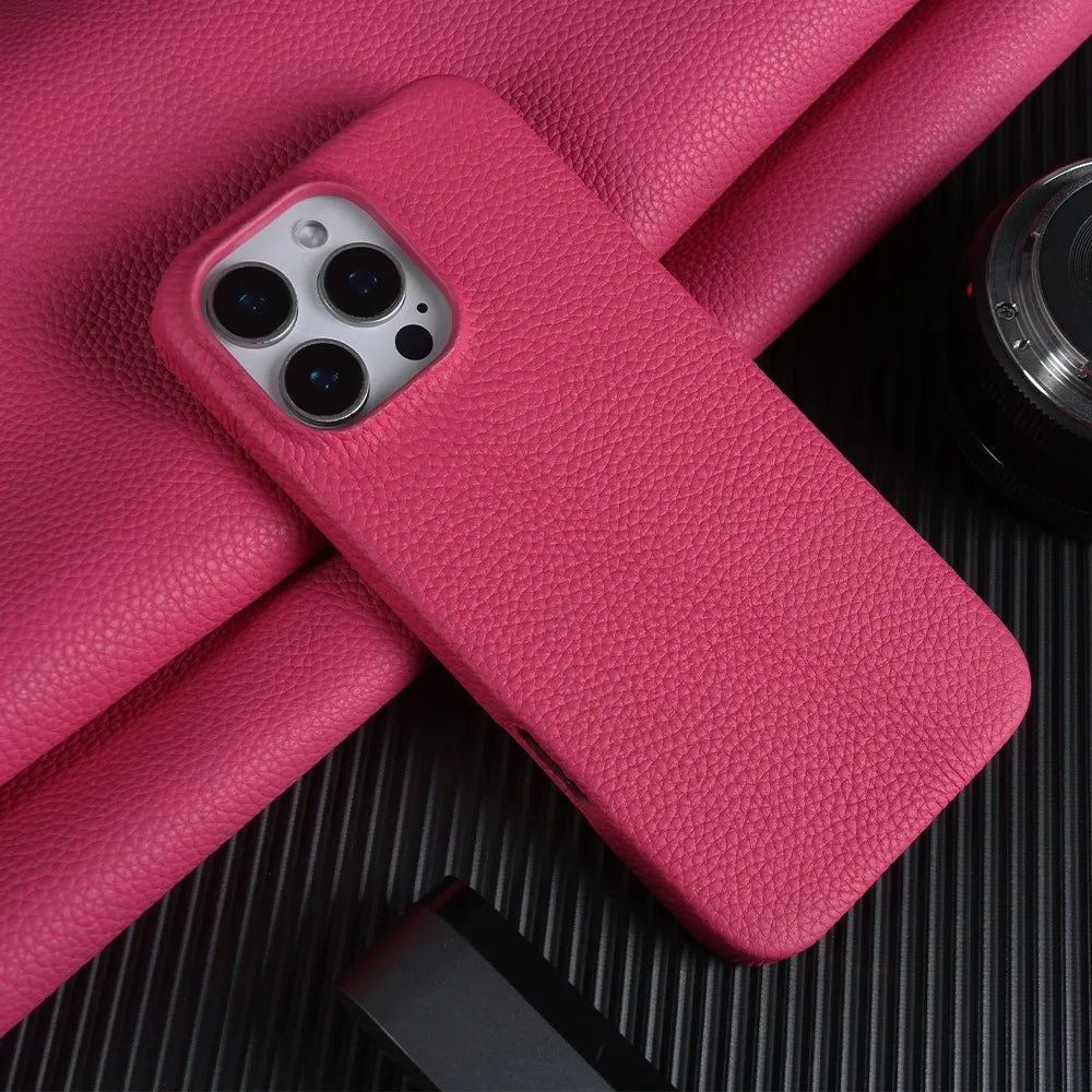 【Magnet内蔵】リアルレザー シンプル ハイグレード スマホケース｜iPhone対応 #241017