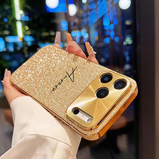 【カスタムシリーズ】ラメグリッター 名入れ スマホケース 横書き｜iPhone対応 #240717