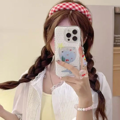 【アニマルシリーズ】金魚鉢デザイン 涼しげクリアスマホケース｜iPhone対応 #251025