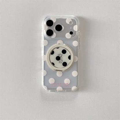 グリップ 水玉×透明感クリア 360°回転 iPhoneケース｜大人かわいい #260022
