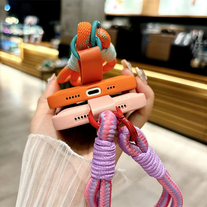 【パフキルトロープ】キルティング風×カラーロープ付き スマホケース｜iPhone対応 #250621