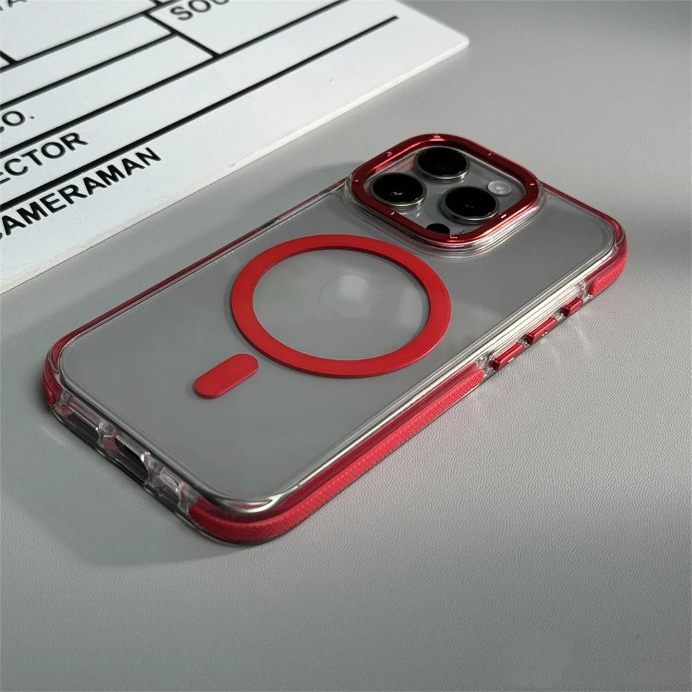 【クリアケース】透明 クリアバンパー iPhoneケース MagSafe対応 カラー縁取り 耐衝撃 スマホケース｜iPhone対応 #250406