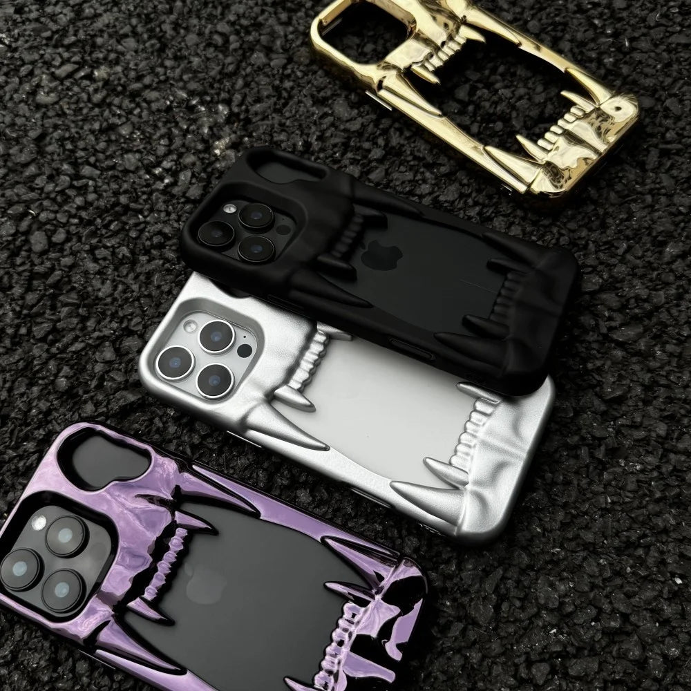 【メタリックファング】立体キバ × ミラーメタル スマホケース｜iPhone対応 #240812