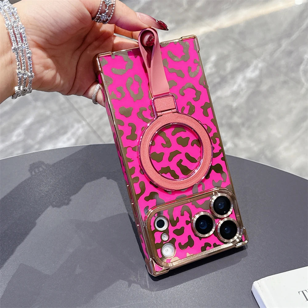 【スクエアシリーズ】ヒョウ柄 レオパード Magnet対応 iPhoneケース #260210