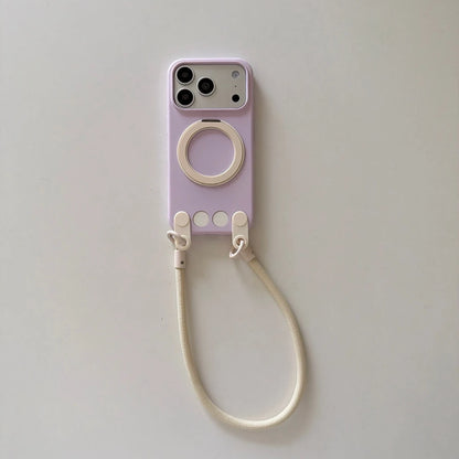 パステルカラー シリコン製 iPhoneケース ストラップ付き 全6色 韓国風・くすみカラー・ナチュラル #261108