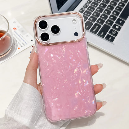 【マーブルシリーズ】大理石風 光沢パール調 クリアフレーム スマホケース｜iPhone対応 #251201