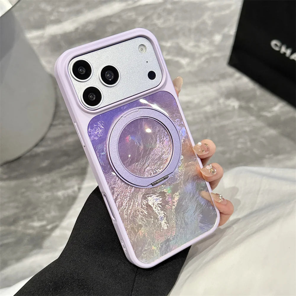 オーロラ 回転リングスタンド付き Magnet内蔵 クリア iPhoneケース｜きらめき・上品 #260062