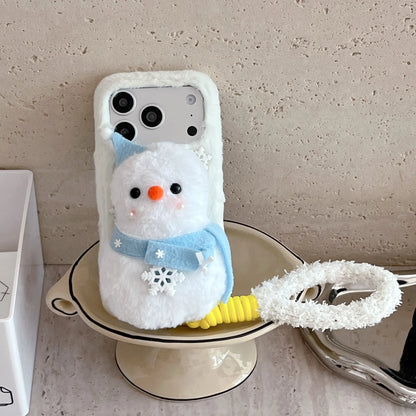 スノーマン 雪だるま iPhoneケース｜立体ぬいぐるみ・ストラップ付き #240307