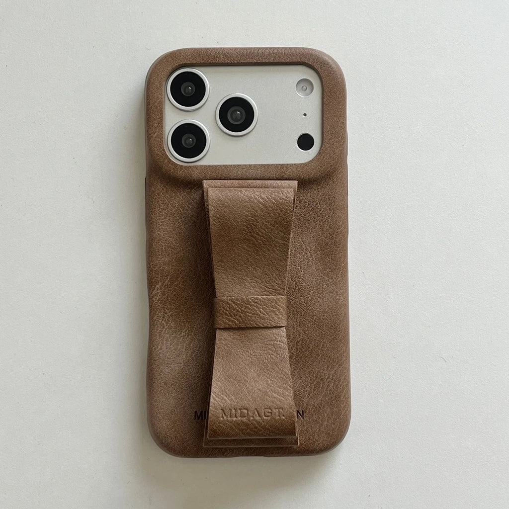 【ヴィンテージクラシカルリボン】レザーリボン×クラシックカラー スマホケース｜iPhone対応 #241222