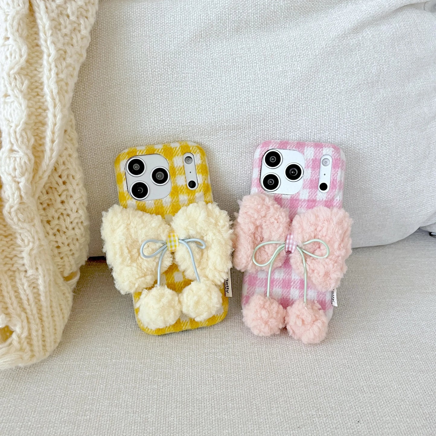 もこもこリボン チェック柄 iPhoneケース #240506