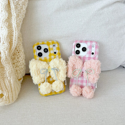 もこもこリボン チェック柄 iPhoneケース #240506