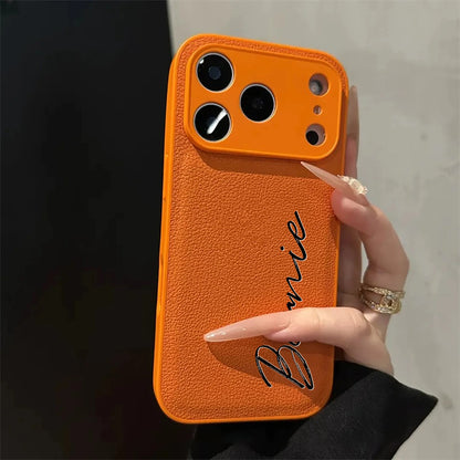 【カスタムNAMEネーム】筆記体 名入れレザーケース｜iPhone対応 #240818