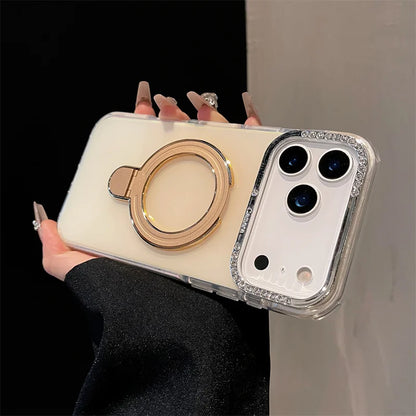 【耐衝撃 クリアケース】折りたたみマグネットリングスタンド機能付き スマホケース おしゃれ シンプル 透明 TPU バンパー カバー｜iPhone対応 #251223