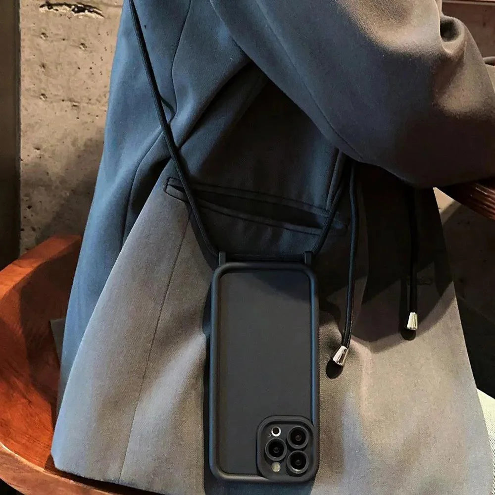 【シンプルシリーズ】無地ショルダーストラップ付き おしゃれ肩掛け スマホケース｜iPhone対応 #250901